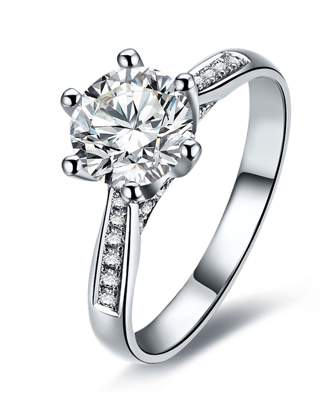 爱度1.2克拉vs净度pt950铂金豪华六爪钻石女戒