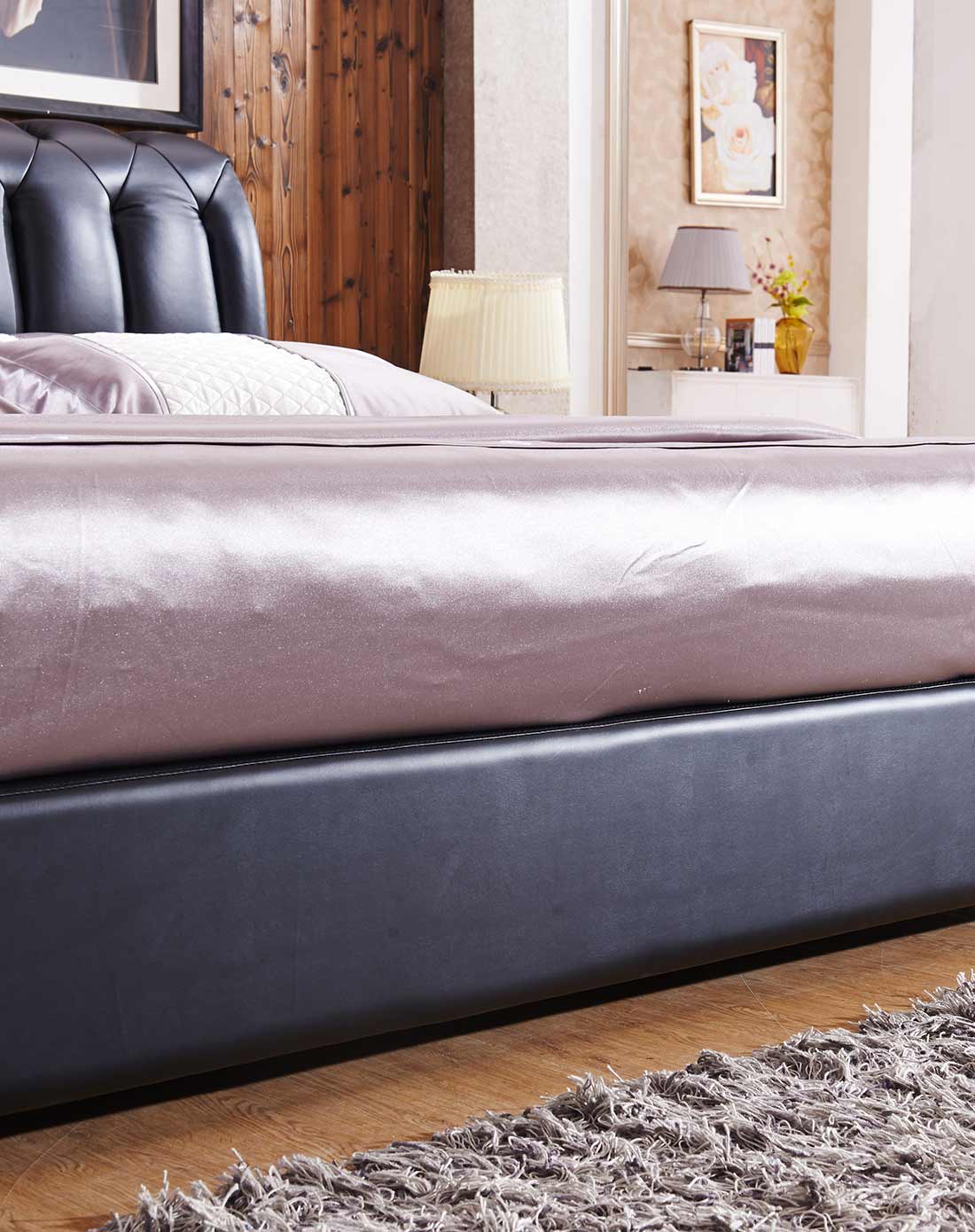 斯林百兰slumberland床垫直发货现代简约 头层牛皮 双人皮艺软床 唐宁