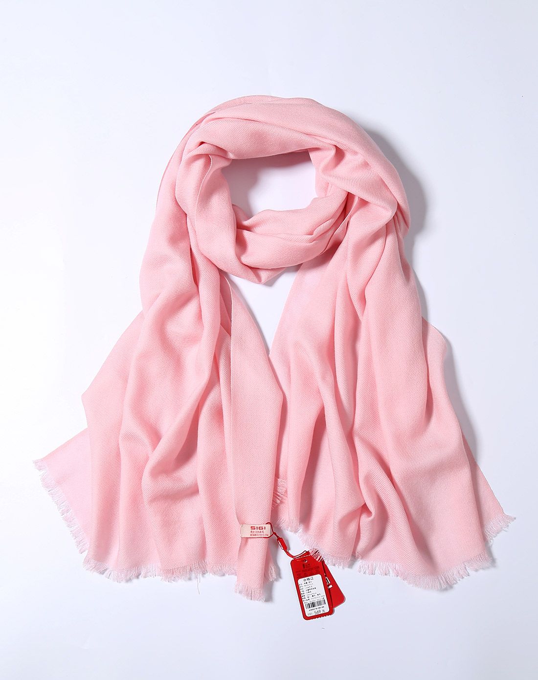 纯雅素色保暖羊毛长围巾