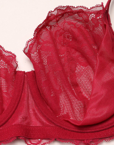 爱慕aimer内衣专场aimer女款深红色诱惑时尚3/4薄杯文胸(薄纱)am13df1
