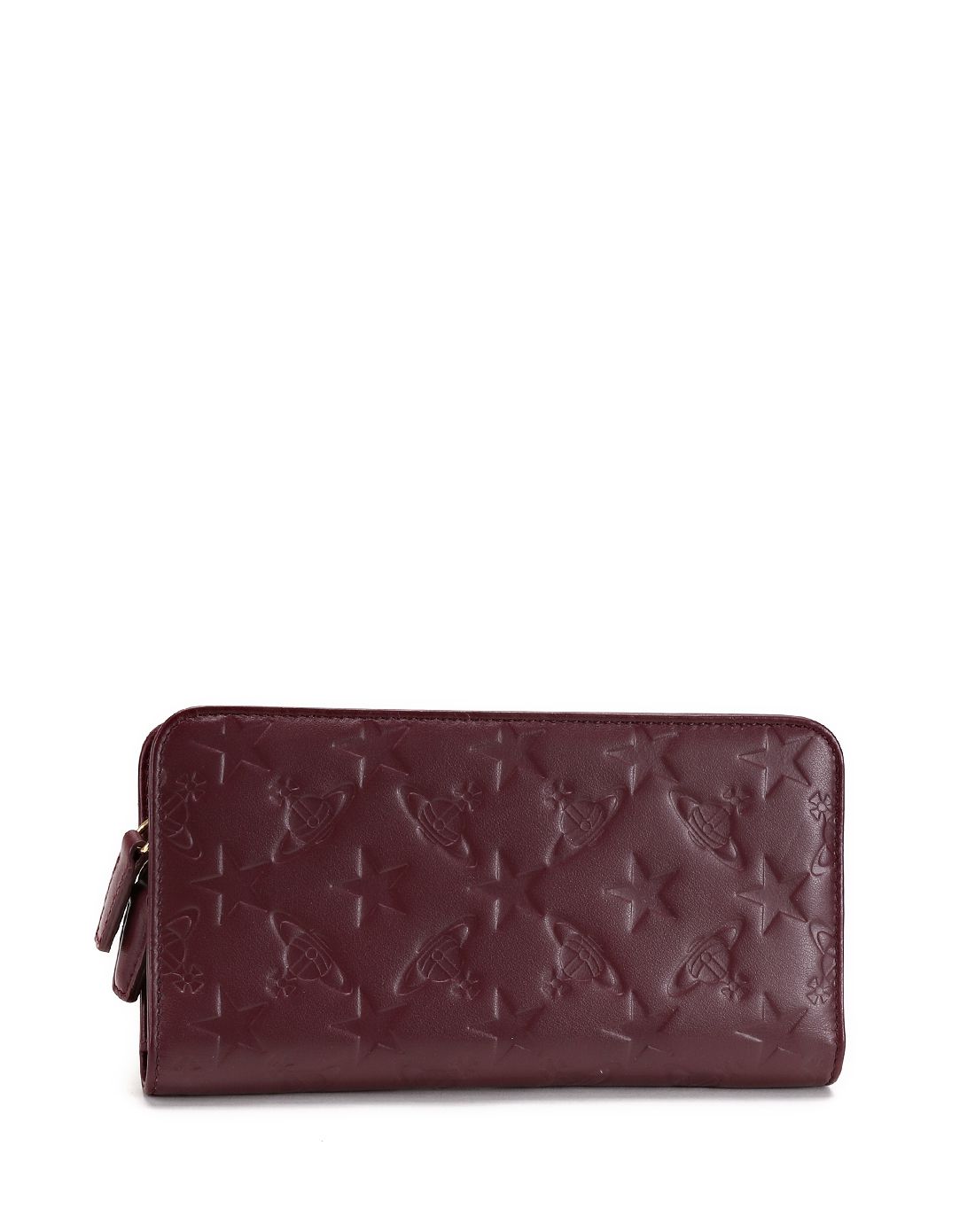 意大利进口深红色经典logo星星图案长款钱包