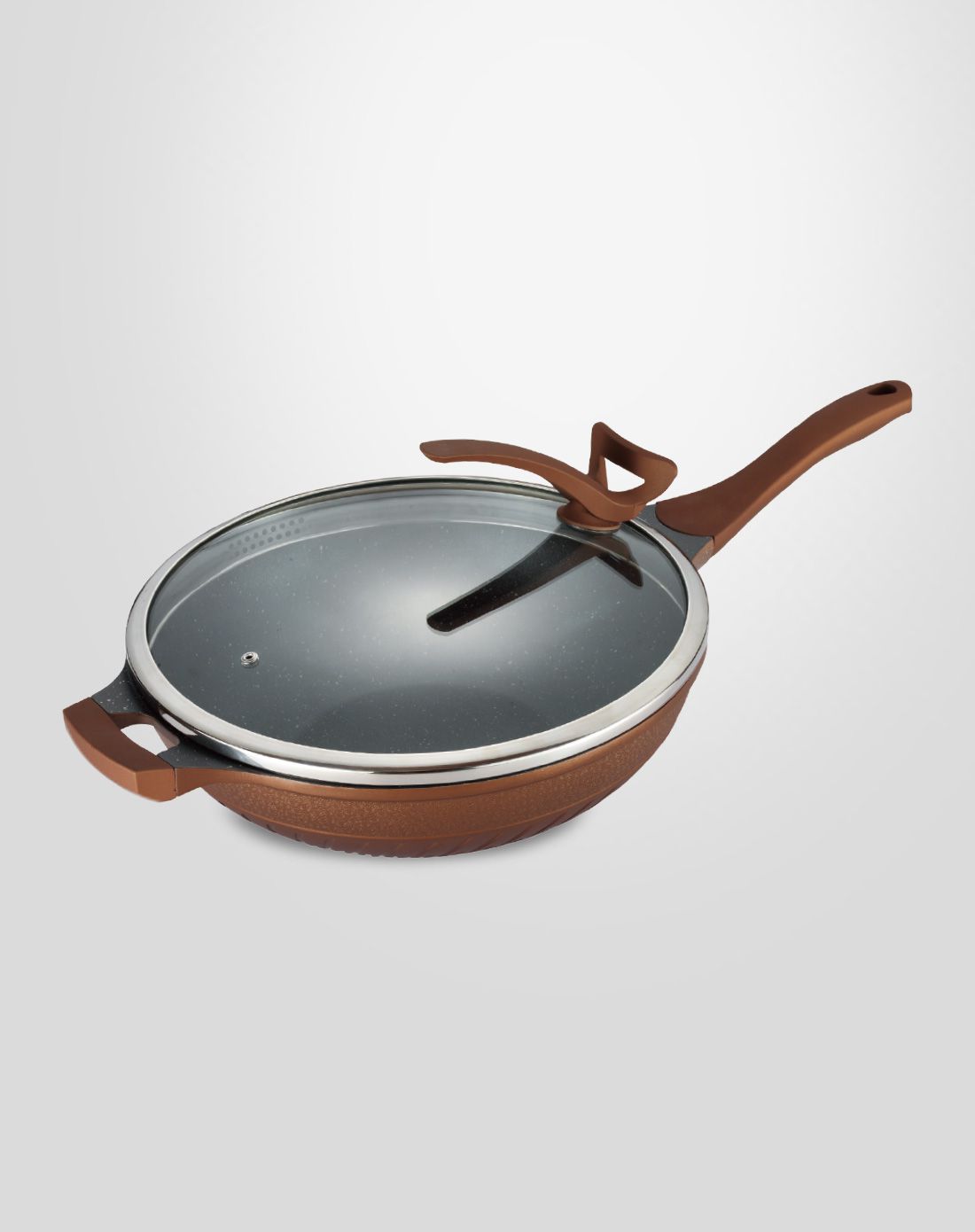 德世朗厨具 让家更有味道德世朗麦饭石旋风聚能不粘锅炒锅32cmdfs-c