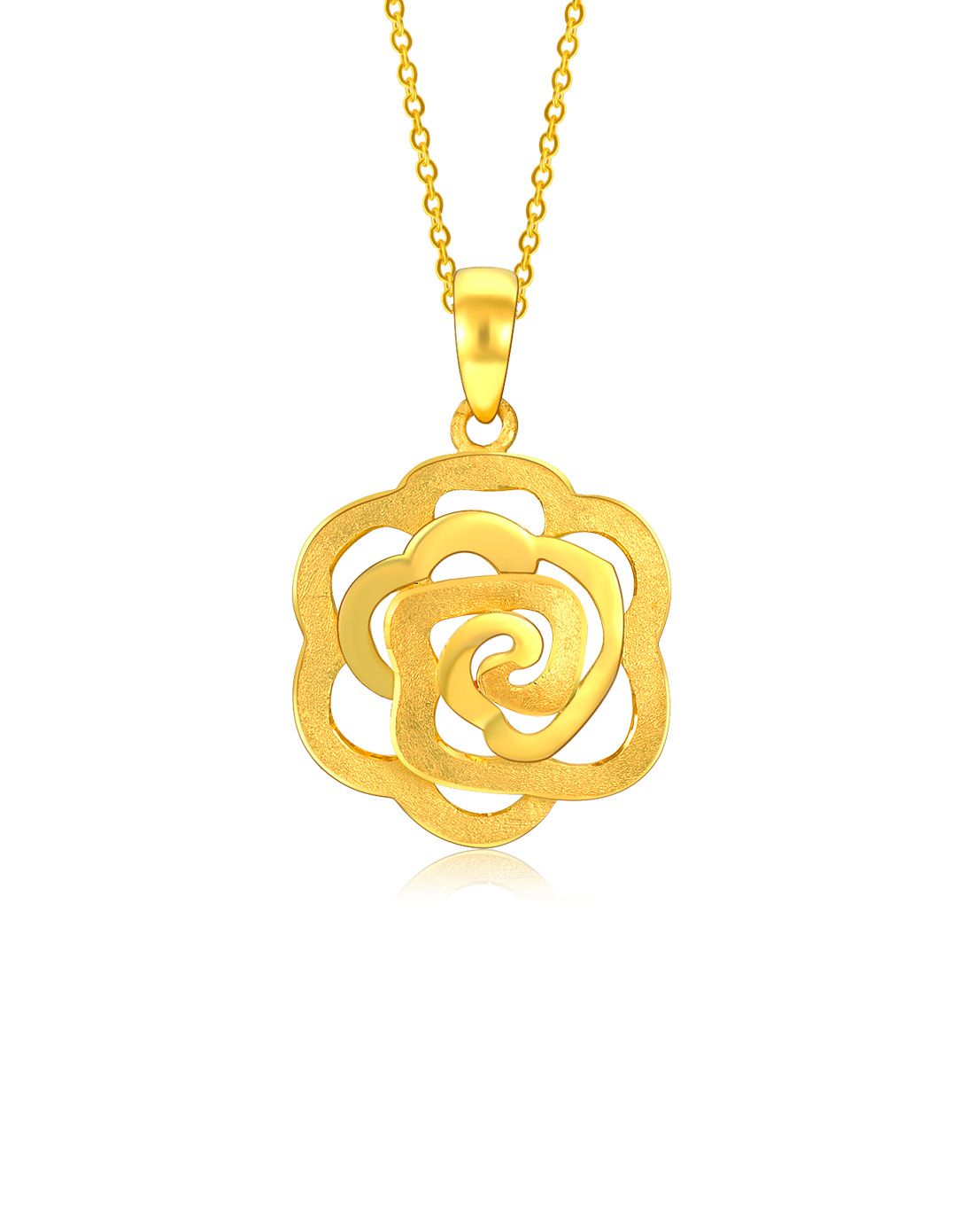 中国黄金 黄金 玫瑰花镂空吊坠(赠红绳)