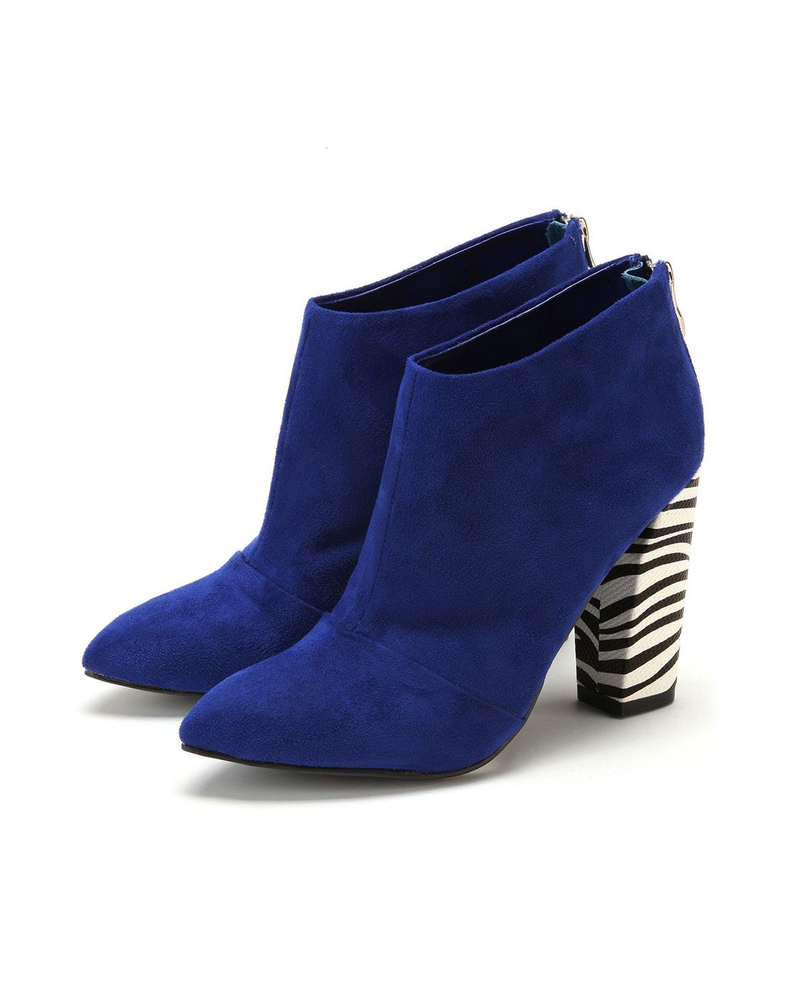 星期六集团女鞋反季清仓专场蓝色绒布时尚短靴sn4411400450_唯品会