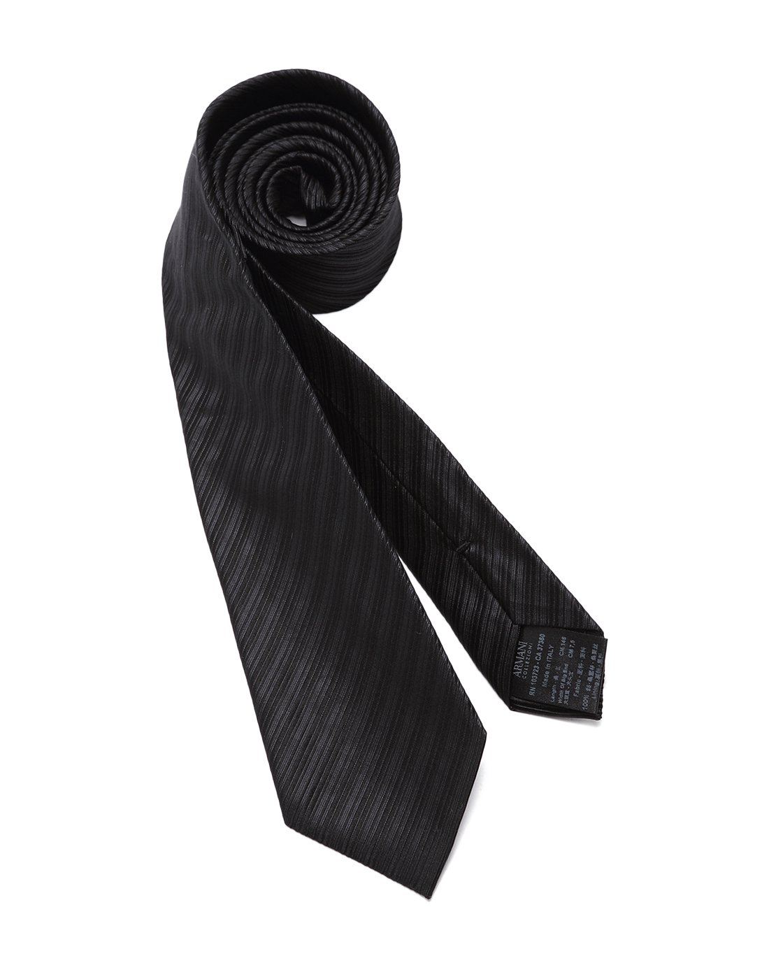 armani collezioni男款黑色斜条纹暗花桑蚕丝领带