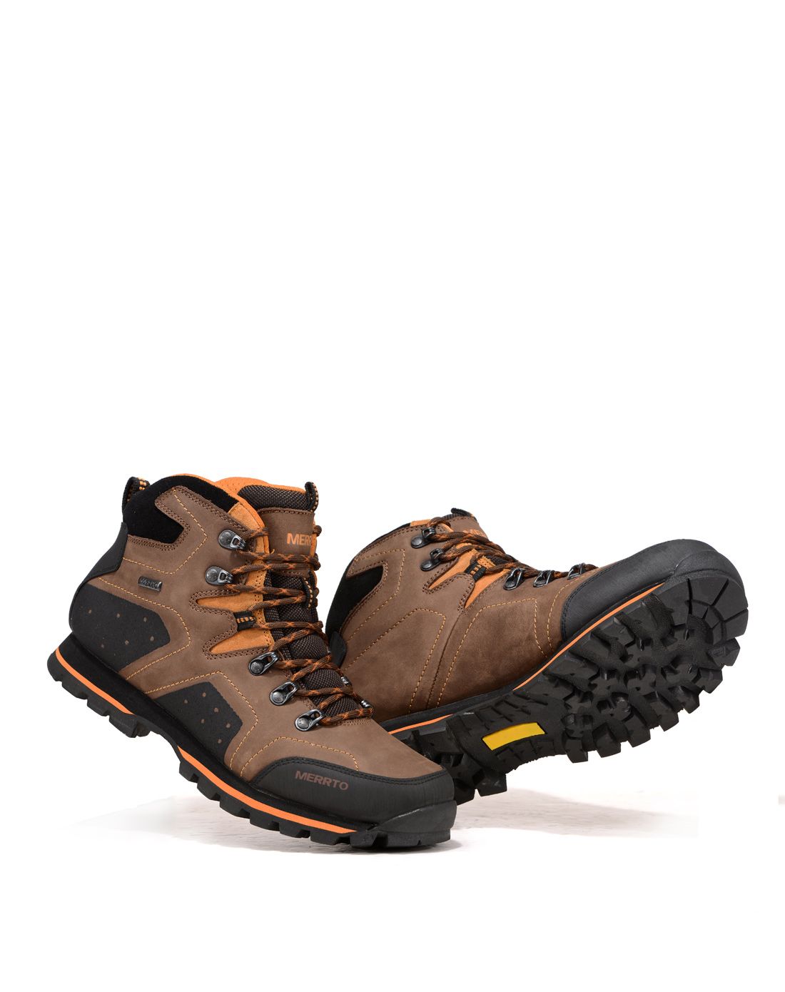 男款咖啡/桔黄户外防水登山鞋
