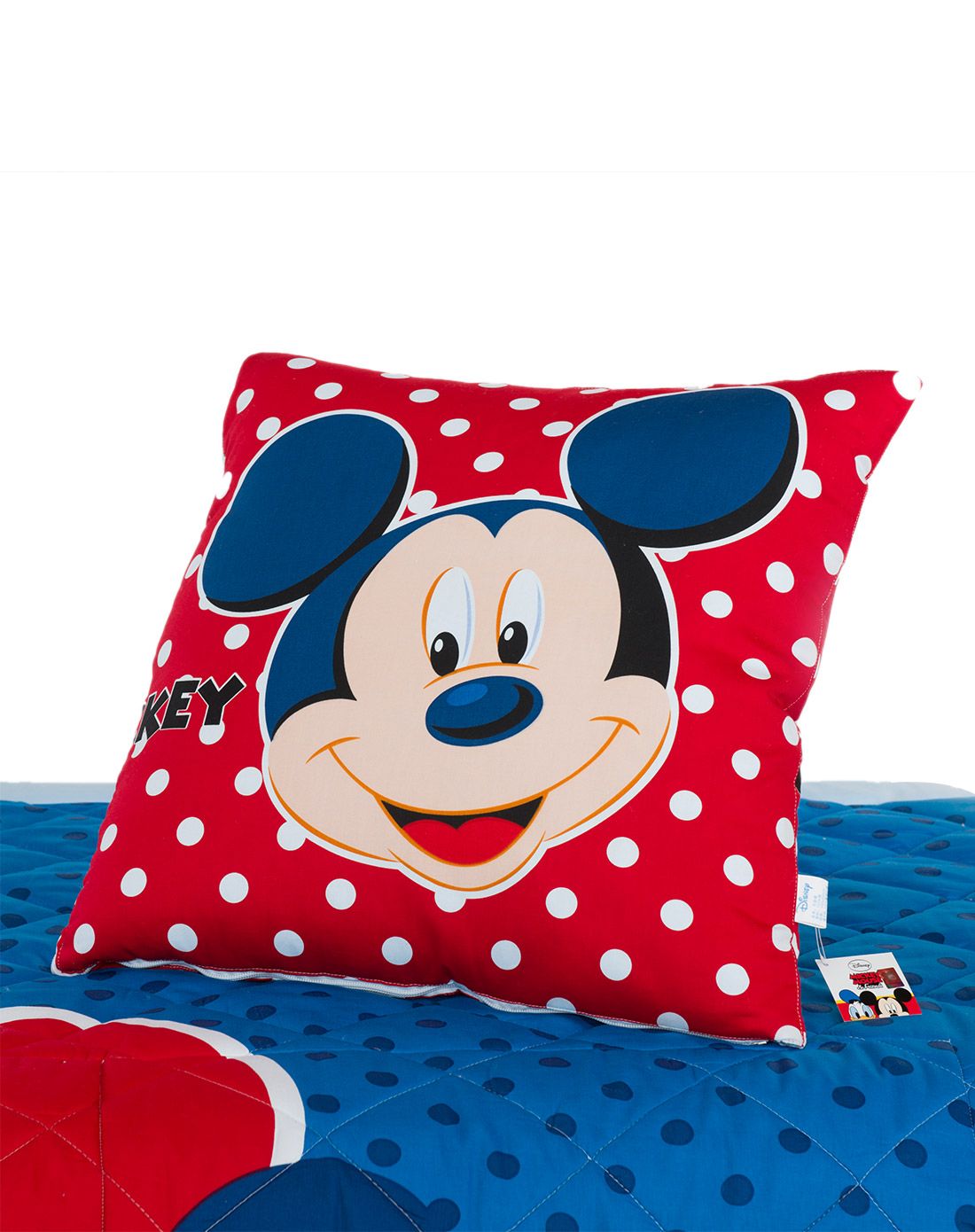 红色米奇方程式全棉印花靠垫被