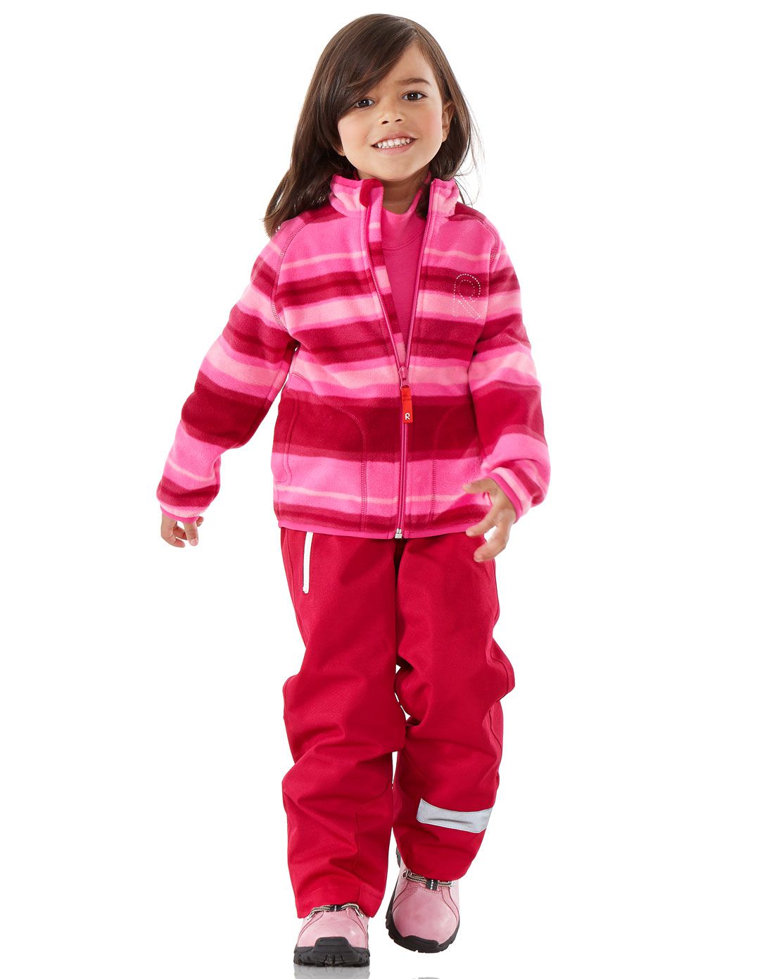 reima户外中性中童款樱桃红色抓绒外套 柔软保暖5261613922_唯品会