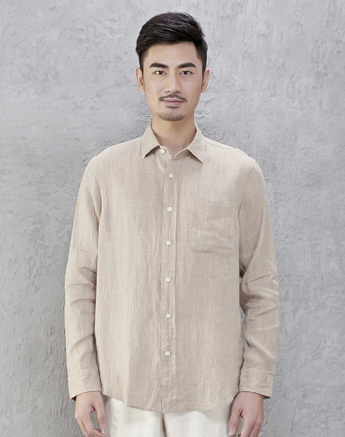 hanp/汉麻世家青年男长袖衬衣 修身型商务衬衫 男休闲衬衫时尚