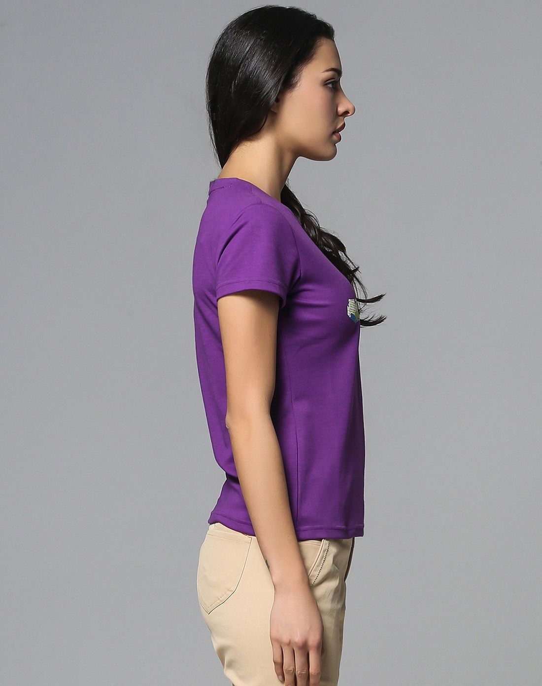 透气排汗女款酱紫色短袖速干功能t舒适抗菌