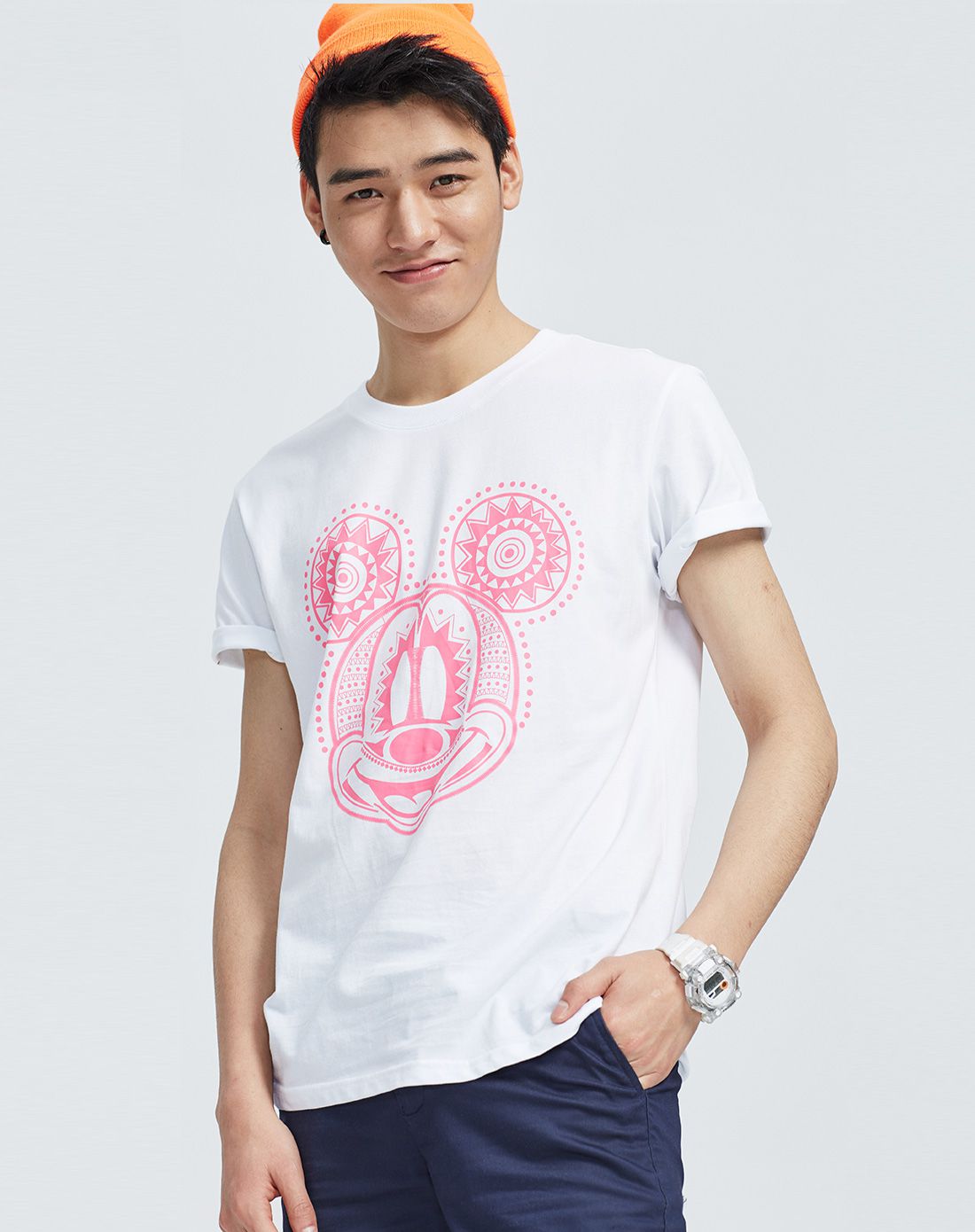 美特斯邦威metersbonwe男装特卖旗舰店男mtee迪士尼圆形米奇印花短袖