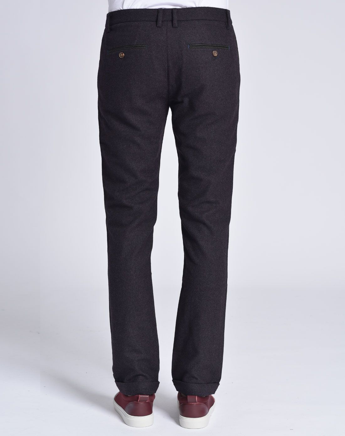 利郎l2男士栗色修身时尚毛呢休闲裤