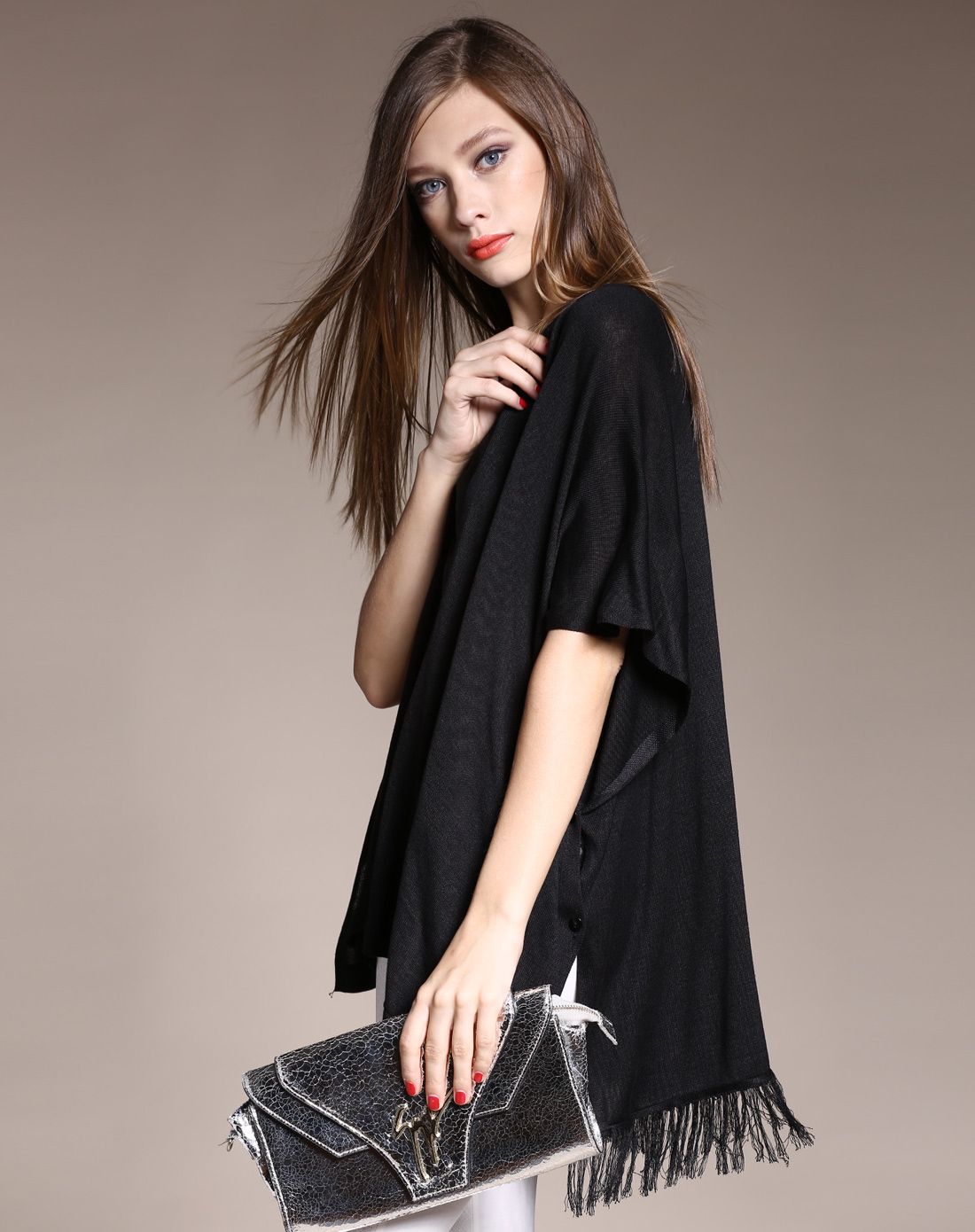 女款黑色时尚百搭毛织披肩