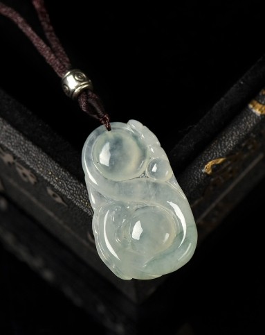 高冰水润福至心灵a货翡翠挂件(附证书)