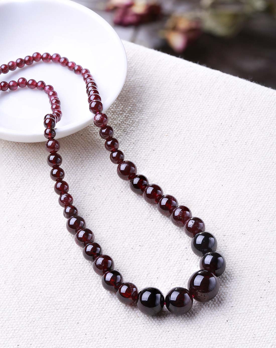 天然石榴石圆珠塔链