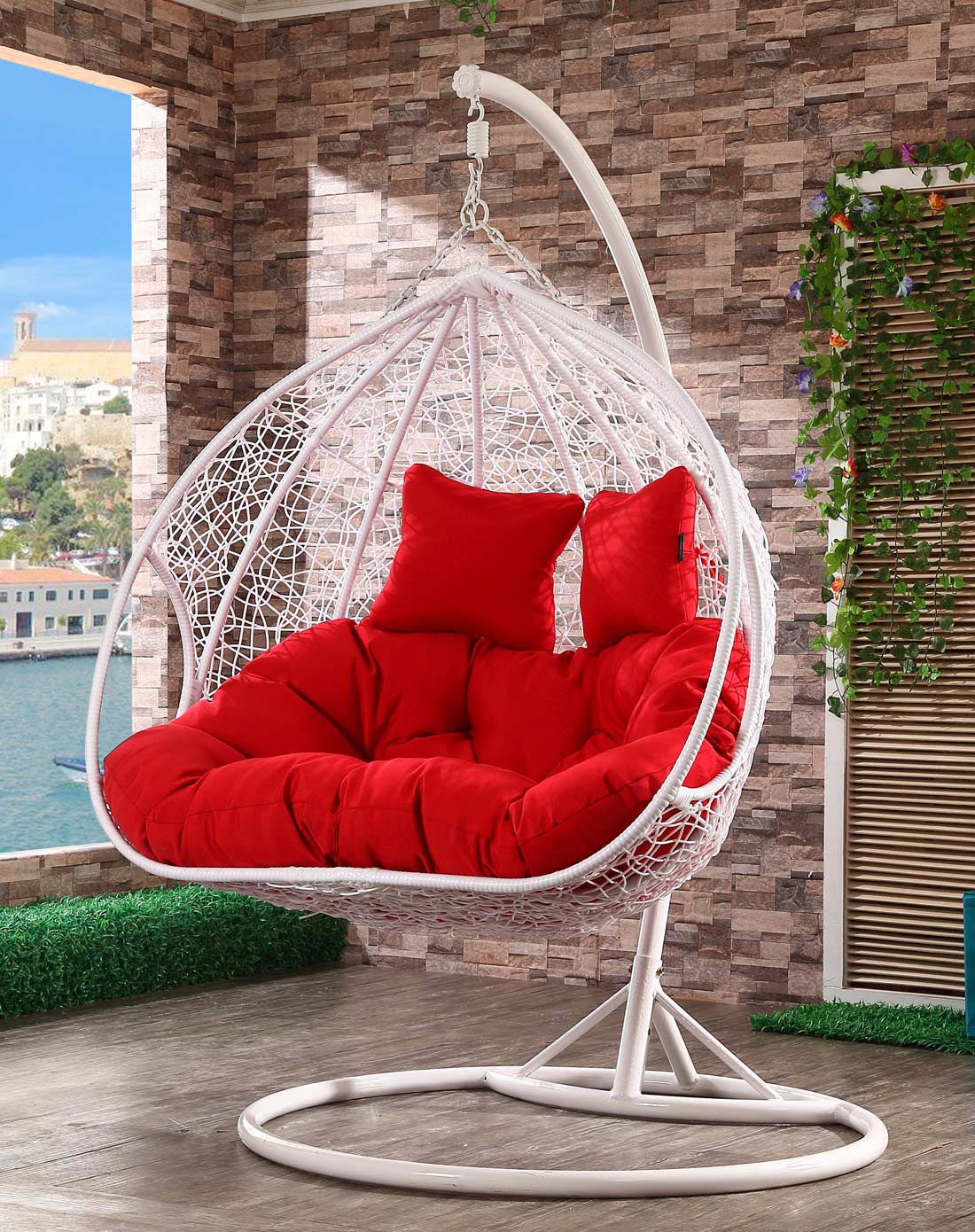 藤佳人白色秋千吊篮双人吊椅