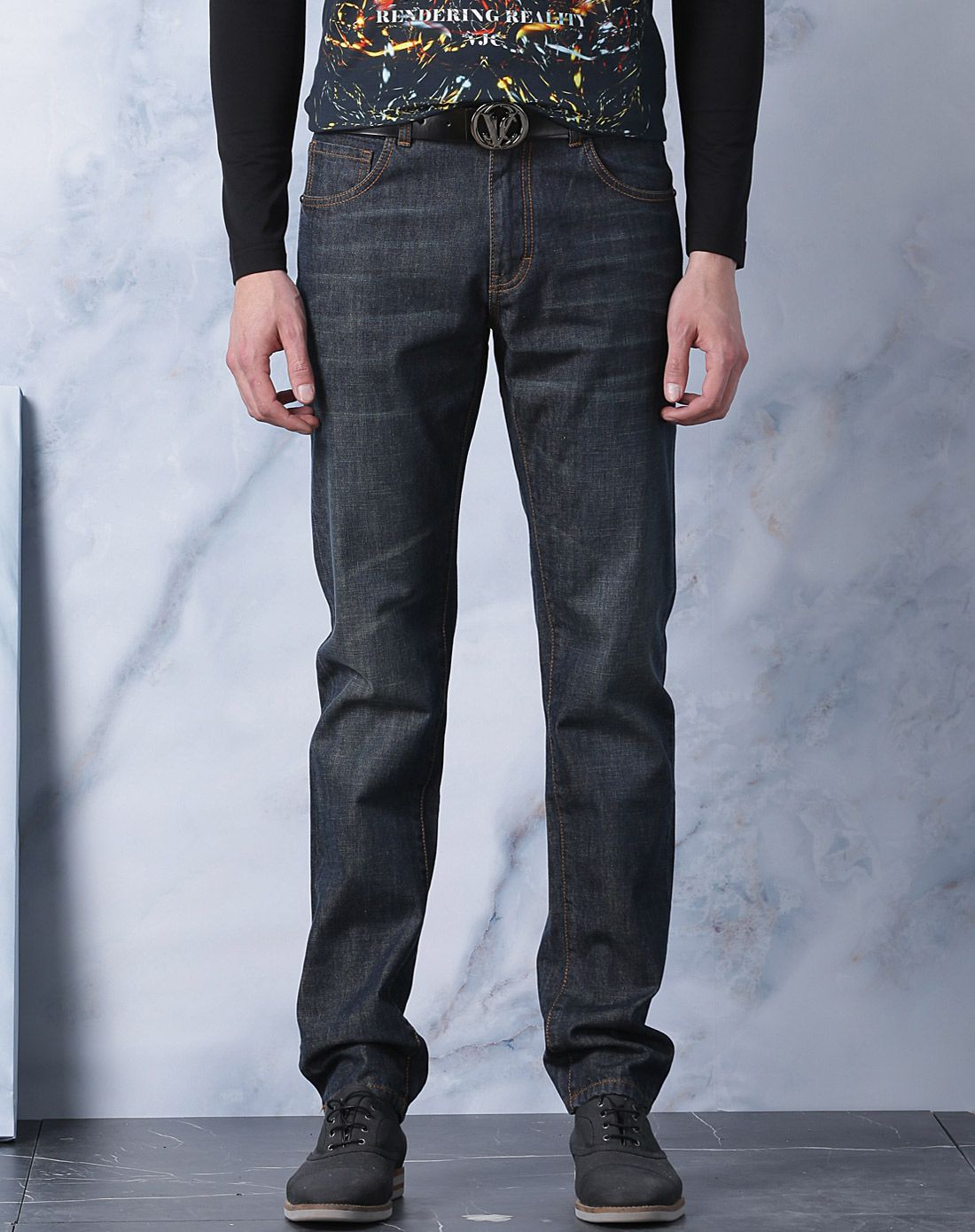 威杰思vjc纯棉经典简约牛仔长裤b4do340621_唯品会