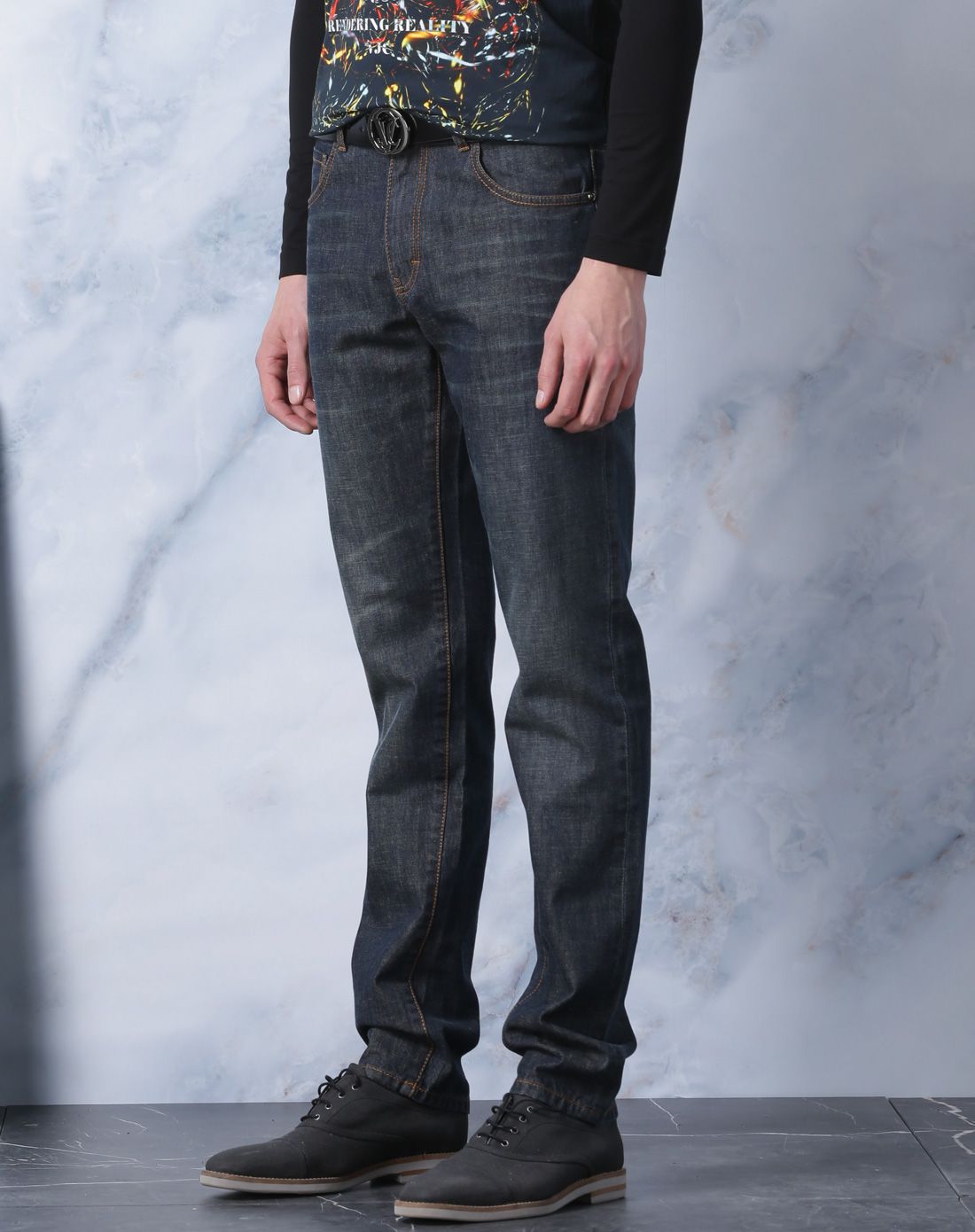 威杰思vjc纯棉经典简约牛仔长裤b4do340621_唯品会