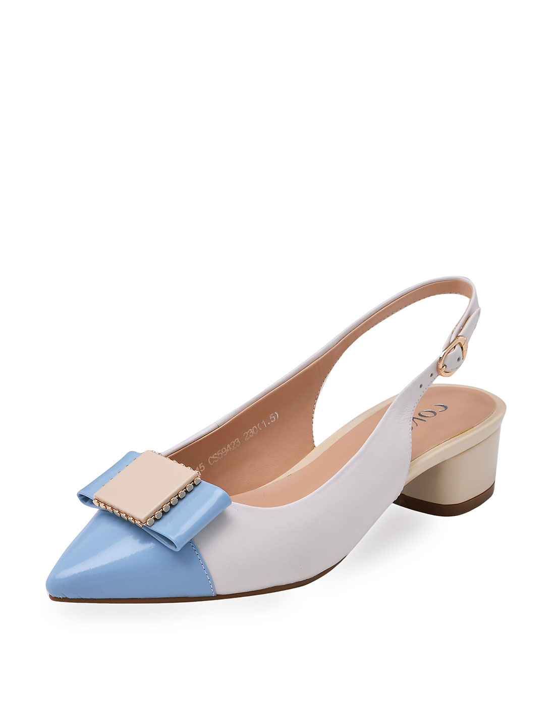 哈森harson集团季末特惠清仓女鞋卡文女款白色兰色头层牛皮革后空鞋cs