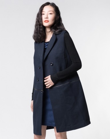 (特惠)(唯品专供)藏兰色帅气无袖外套