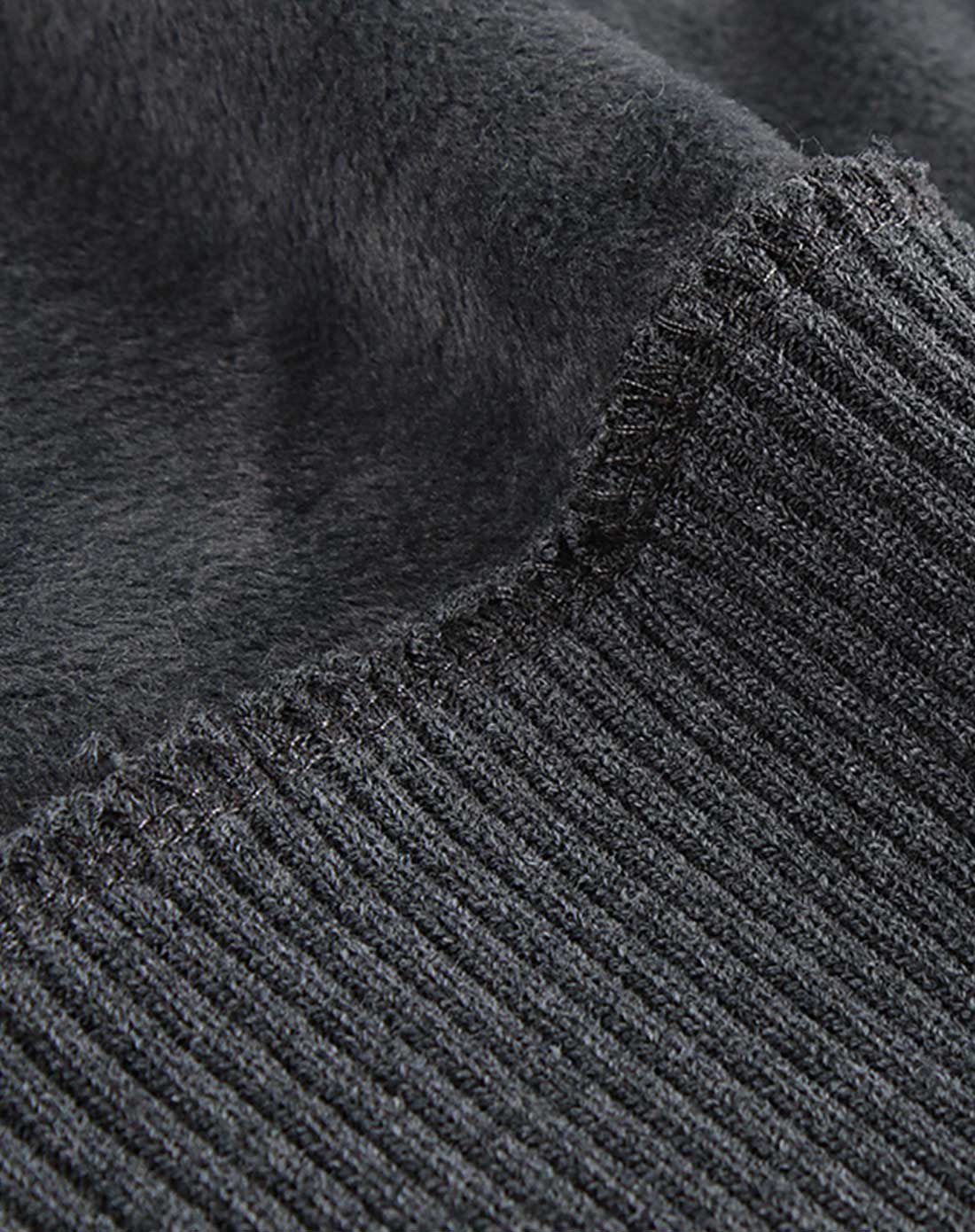 女童深麻灰立绒连帽拉链长袖外套