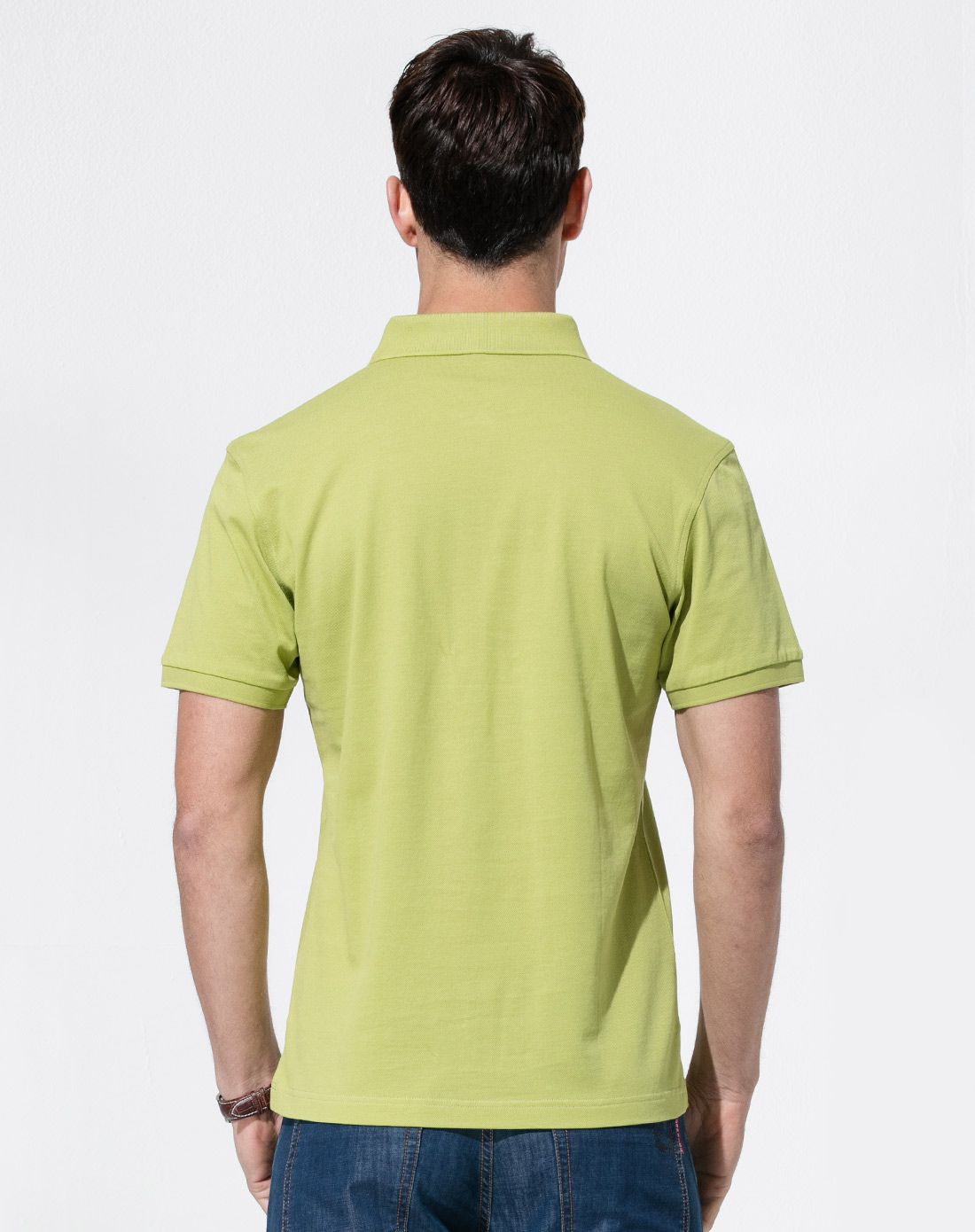 (特惠)男装浅豆绿色丝光棉时尚休闲短袖t恤