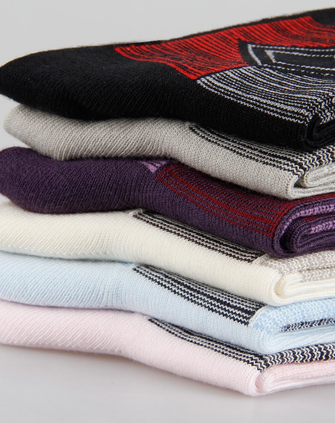 女款6双精梳棉时尚休闲特厚棉袜(混色随机)