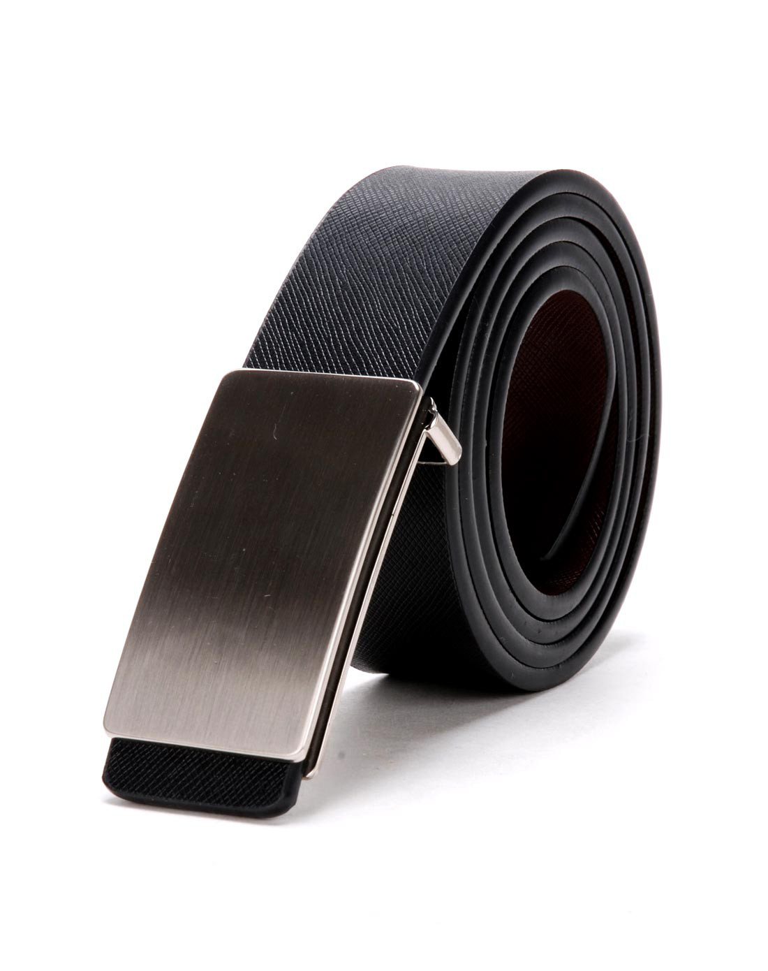 男士黑色牛皮简约休闲板扣皮带
