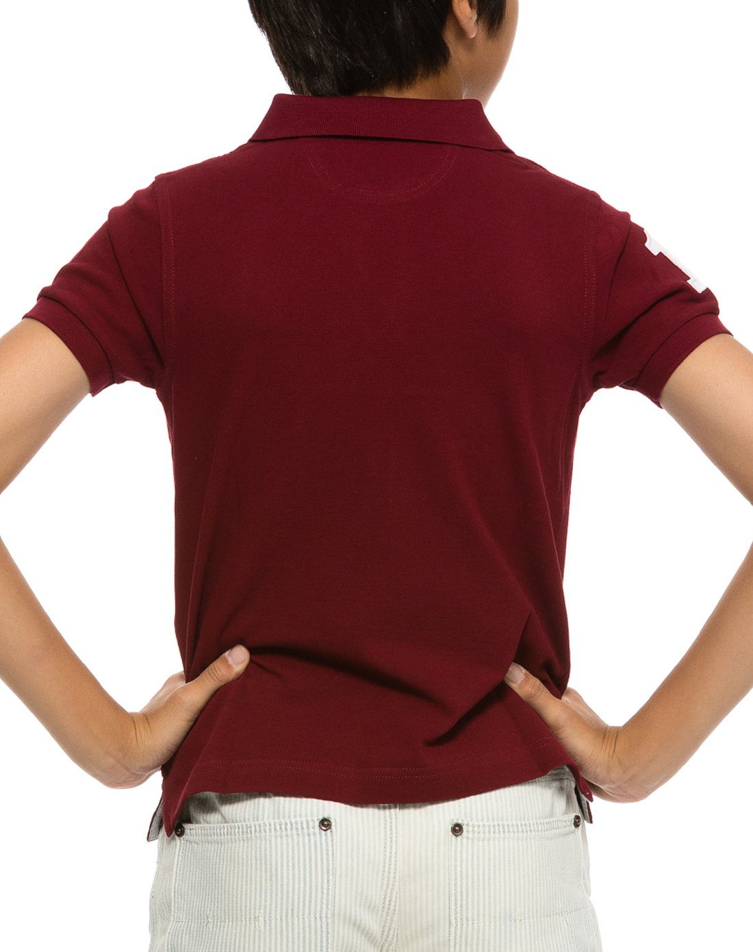 hackett london男童款深红色1号刺绣纯棉polo衫