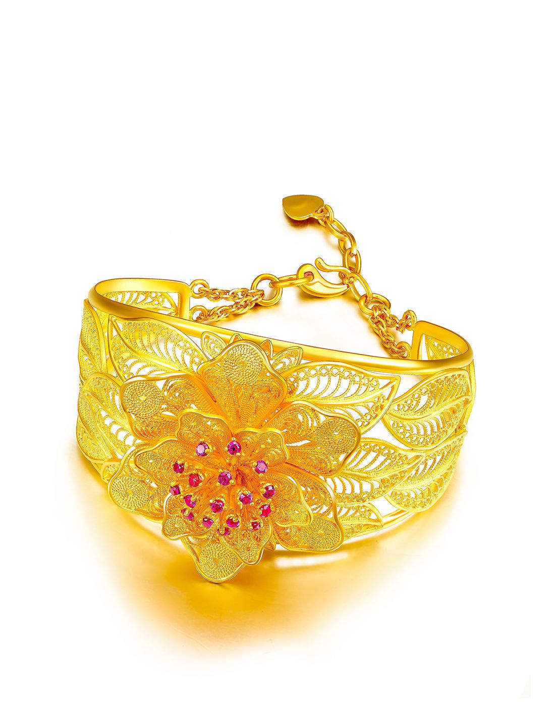 萃华cui hua珠宝专场足金花丝工艺婚礼金 心有灵犀 系列 209.