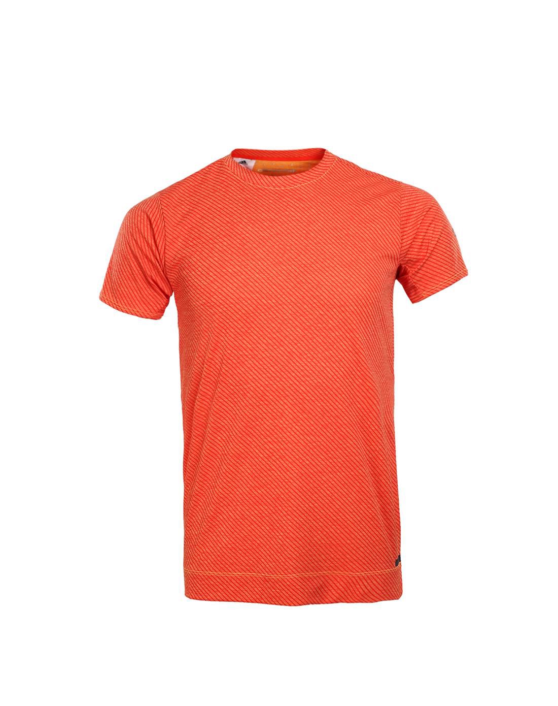 阿迪达斯adidas 舒适柔软 男子橘红色t恤