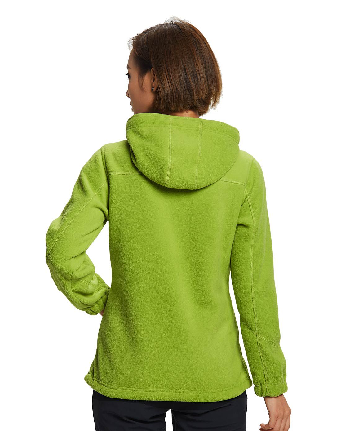 新款女款莱姆绿抓绒衣 sbs拉链