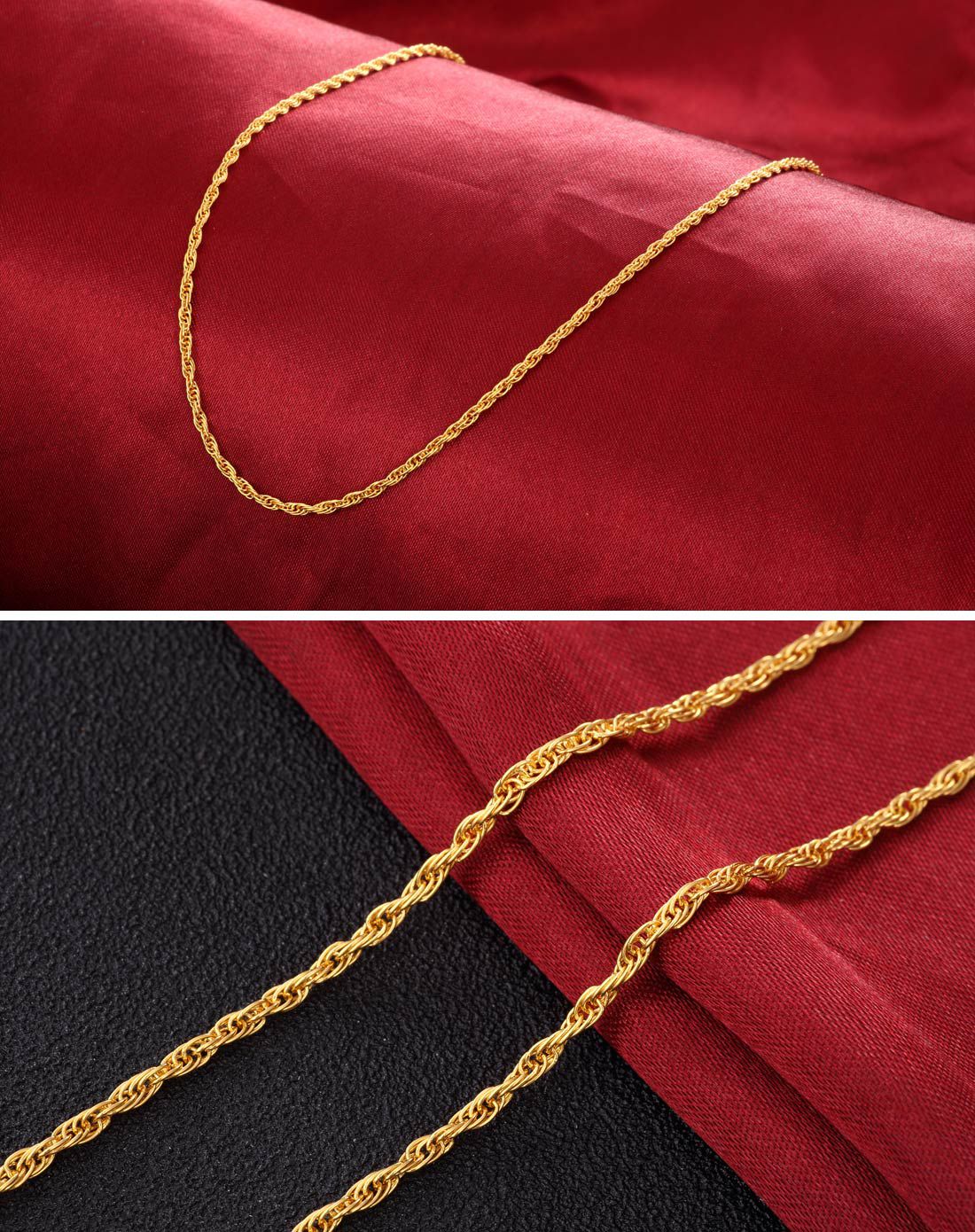 萃华 足金黄金项链 珠珑链 约3克