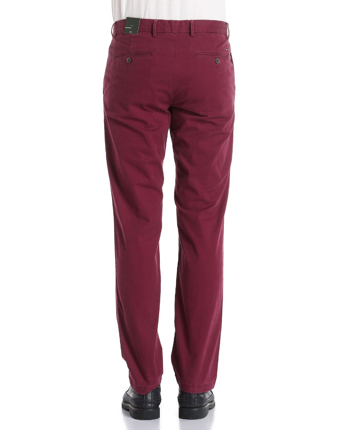 男款暗红色休闲简洁舒适长裤