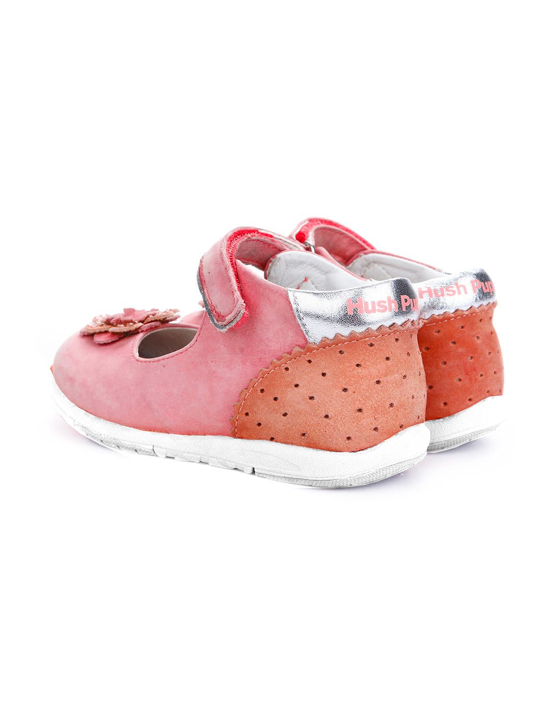 暇步士&思加图男女童鞋hush puppies 女幼童头层牛皮浅口儿童皮鞋桃红