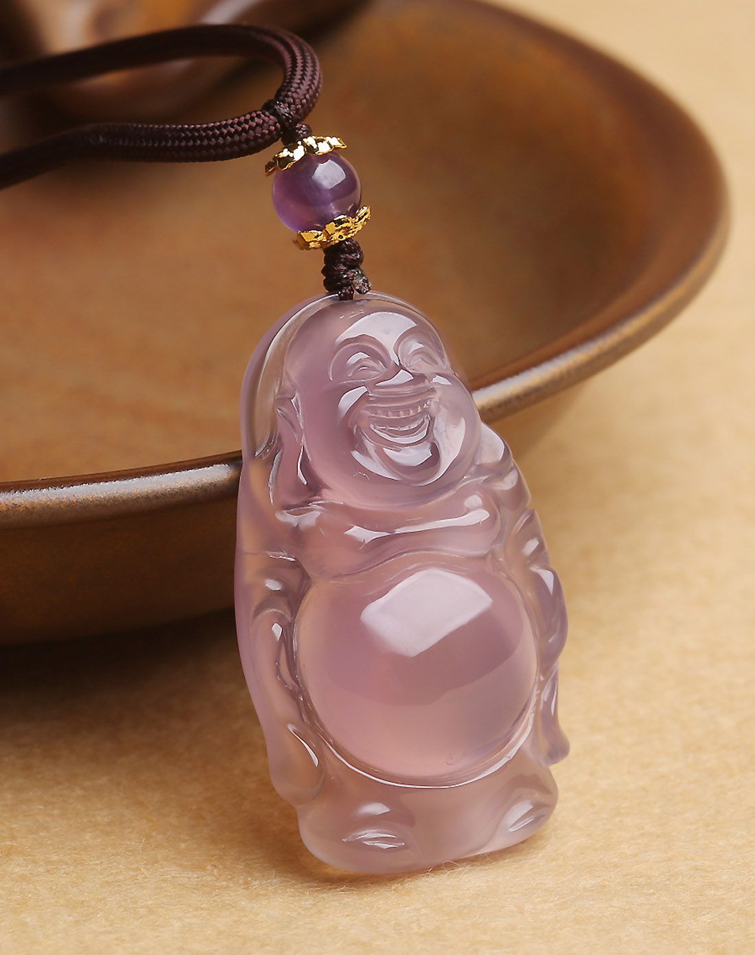 王廷 手工雕刻紫玉髓立佛吊坠附证书