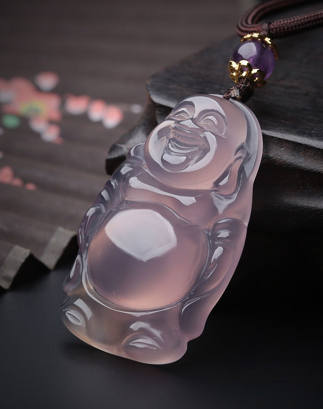 王廷 手工雕刻紫玉髓立佛吊坠附证书