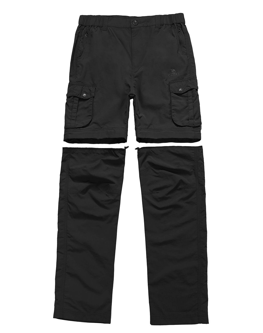 骆驼快干两截可拆卸 男款黑色速干裤a4s003230he_唯品会