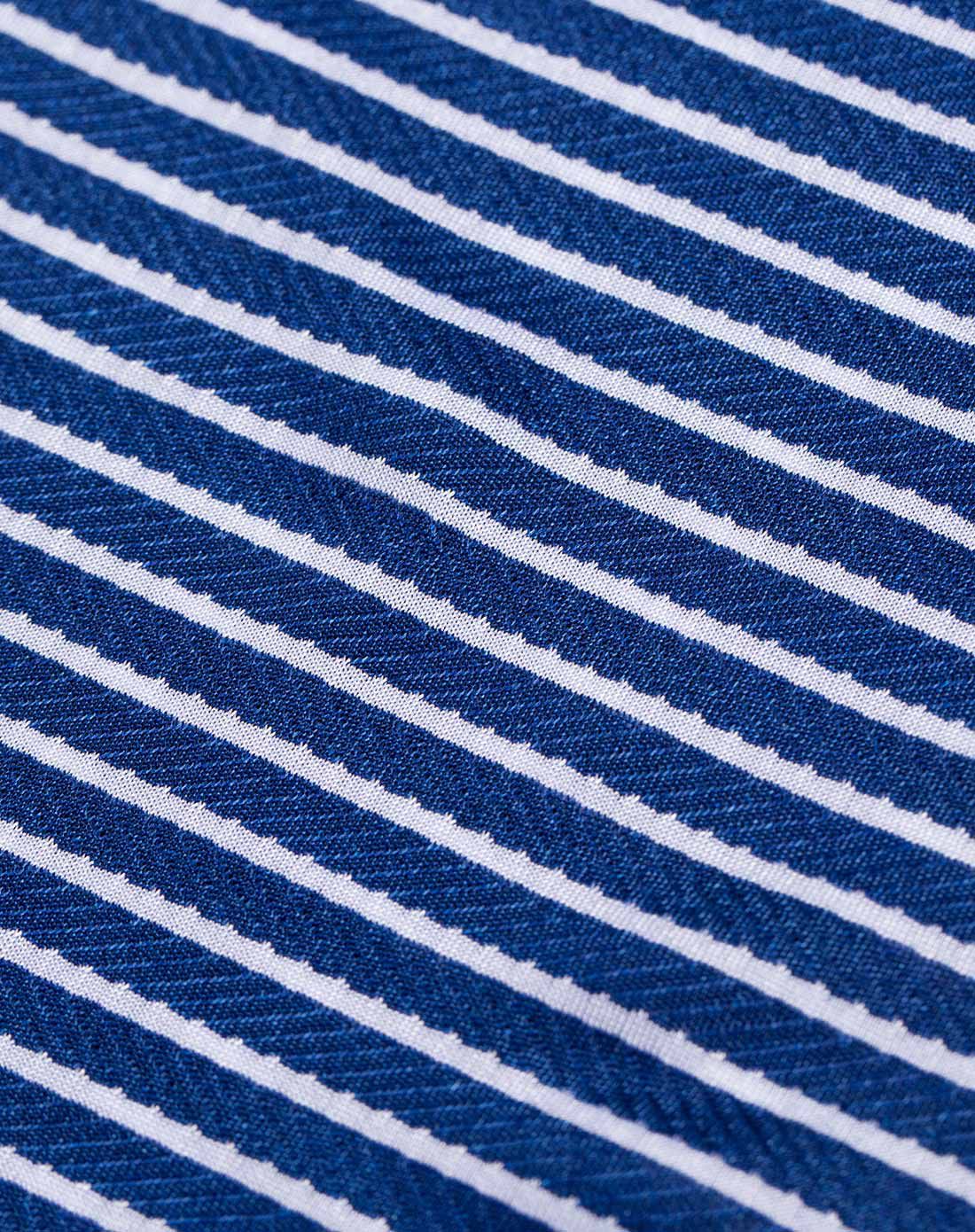 男款蓝条桑蚕丝短袖t恤