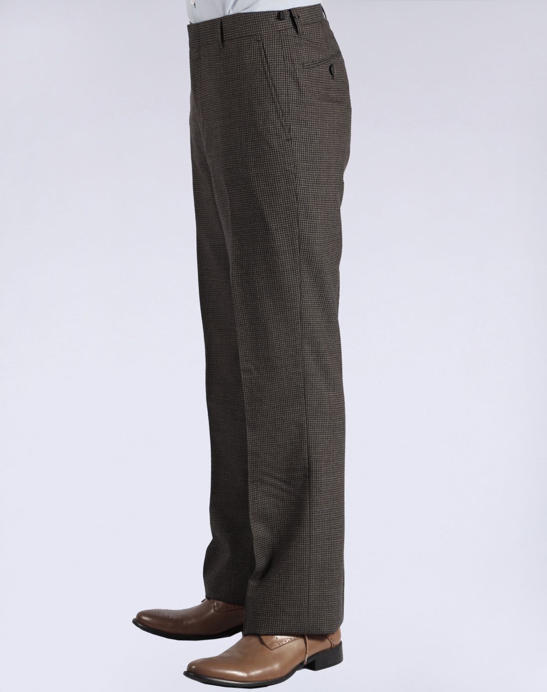 咖啡色纯羊毛百搭舒适都市商务西裤