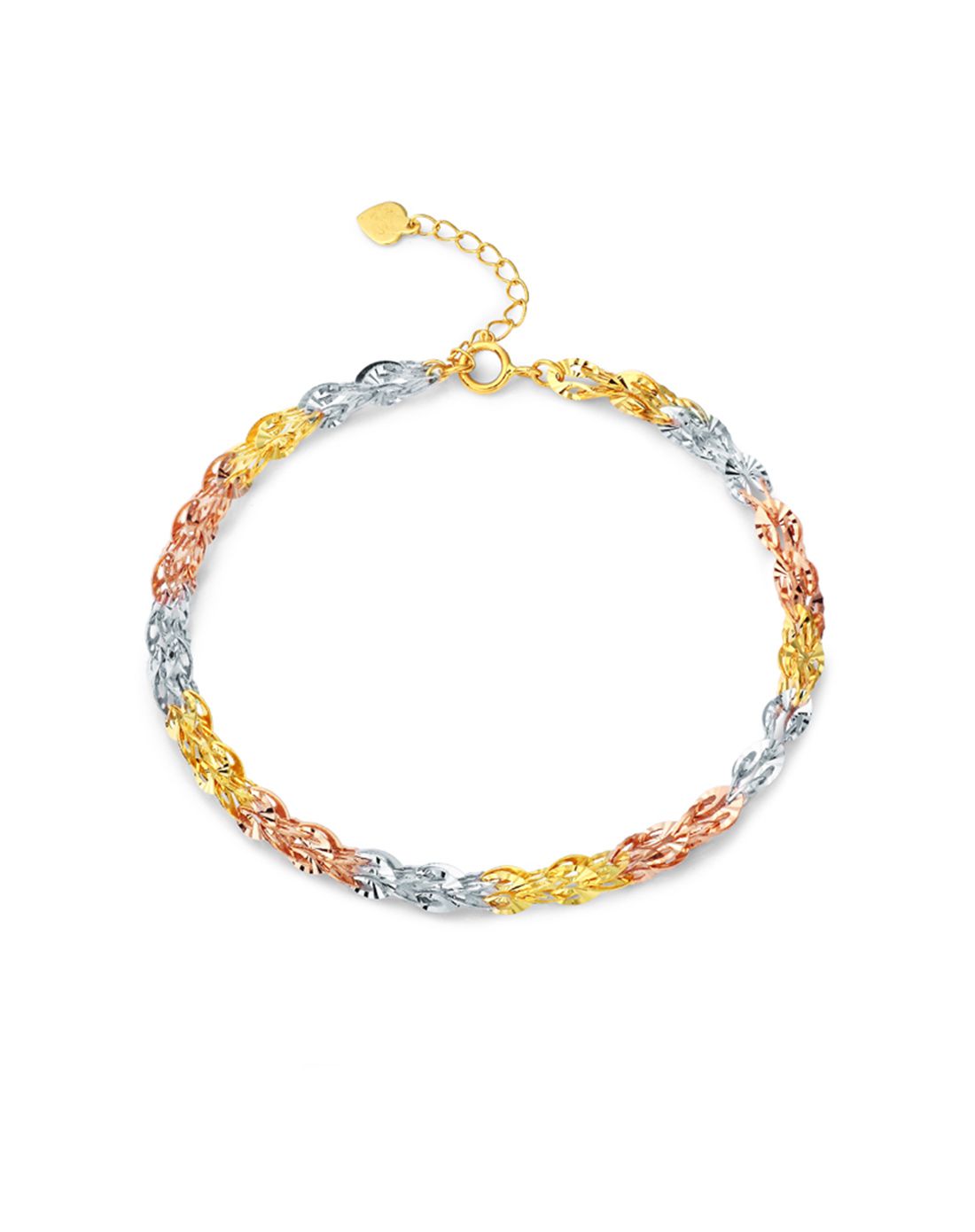 周大福精美亮丽三色k金链18k金手链(定价)3.17g