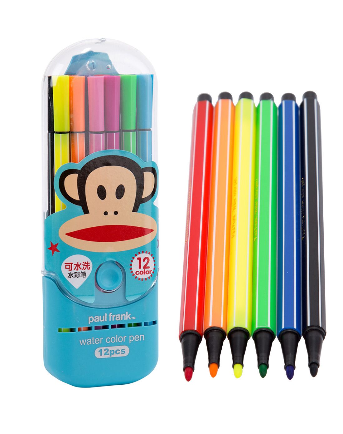 【两件起售】大嘴猴儿童卡通12色筒装水彩笔-蓝色