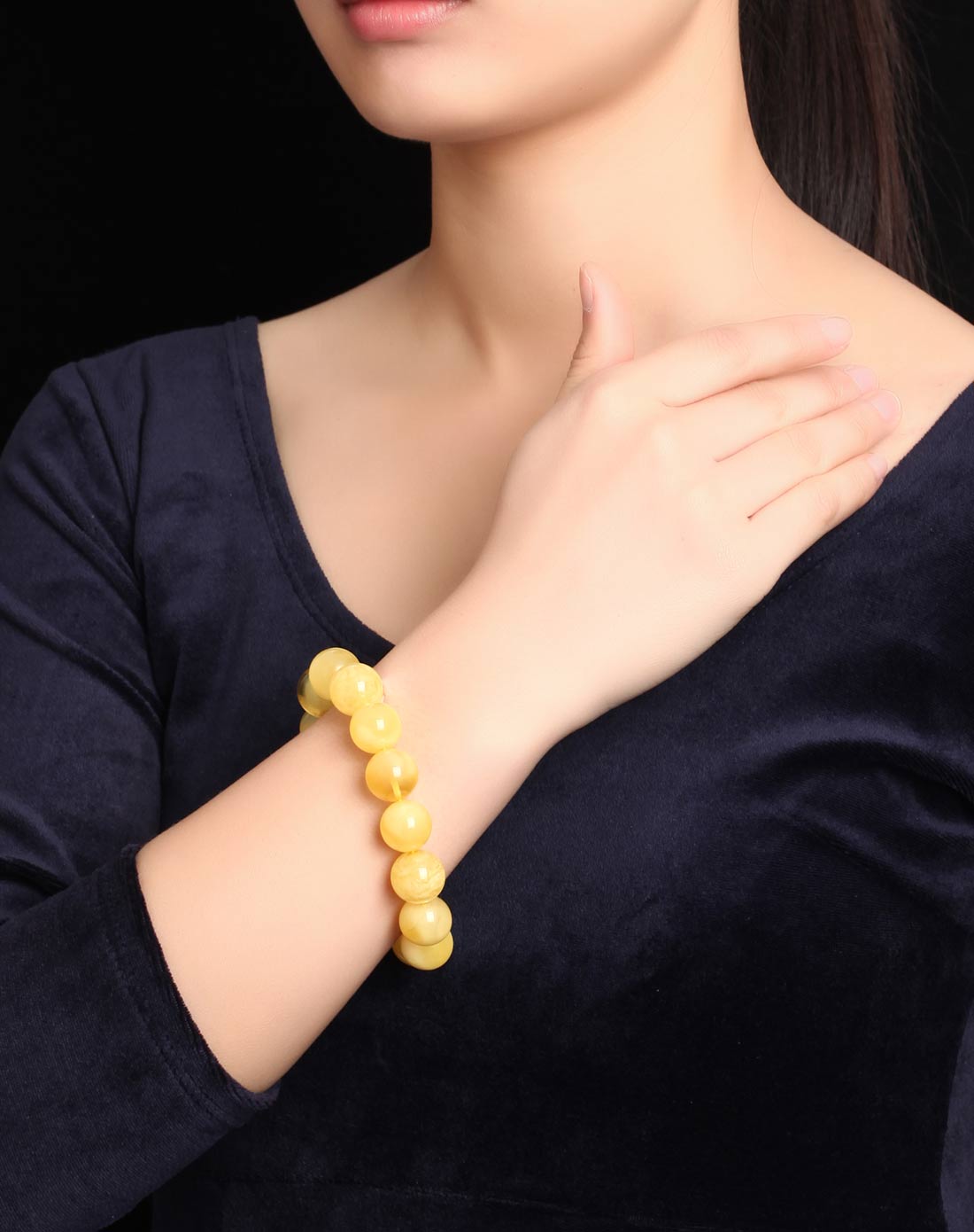 珍藏版 天然琥珀蜜蜡手链 14mm