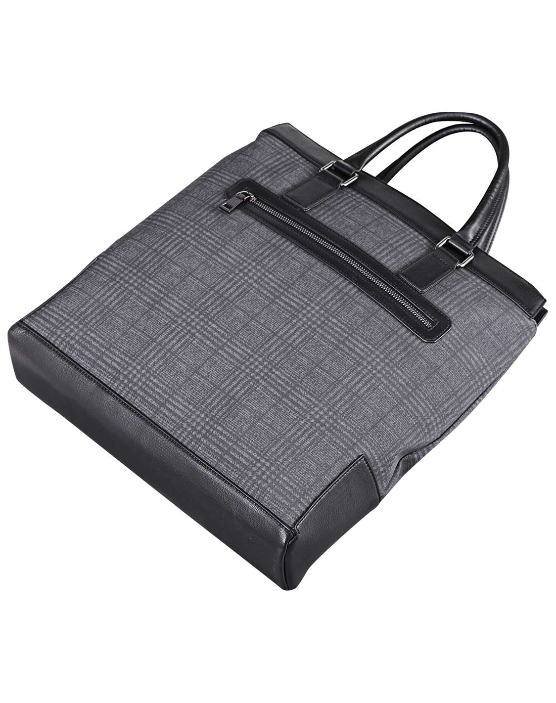 黑色经久耐用格纹pvc手提包