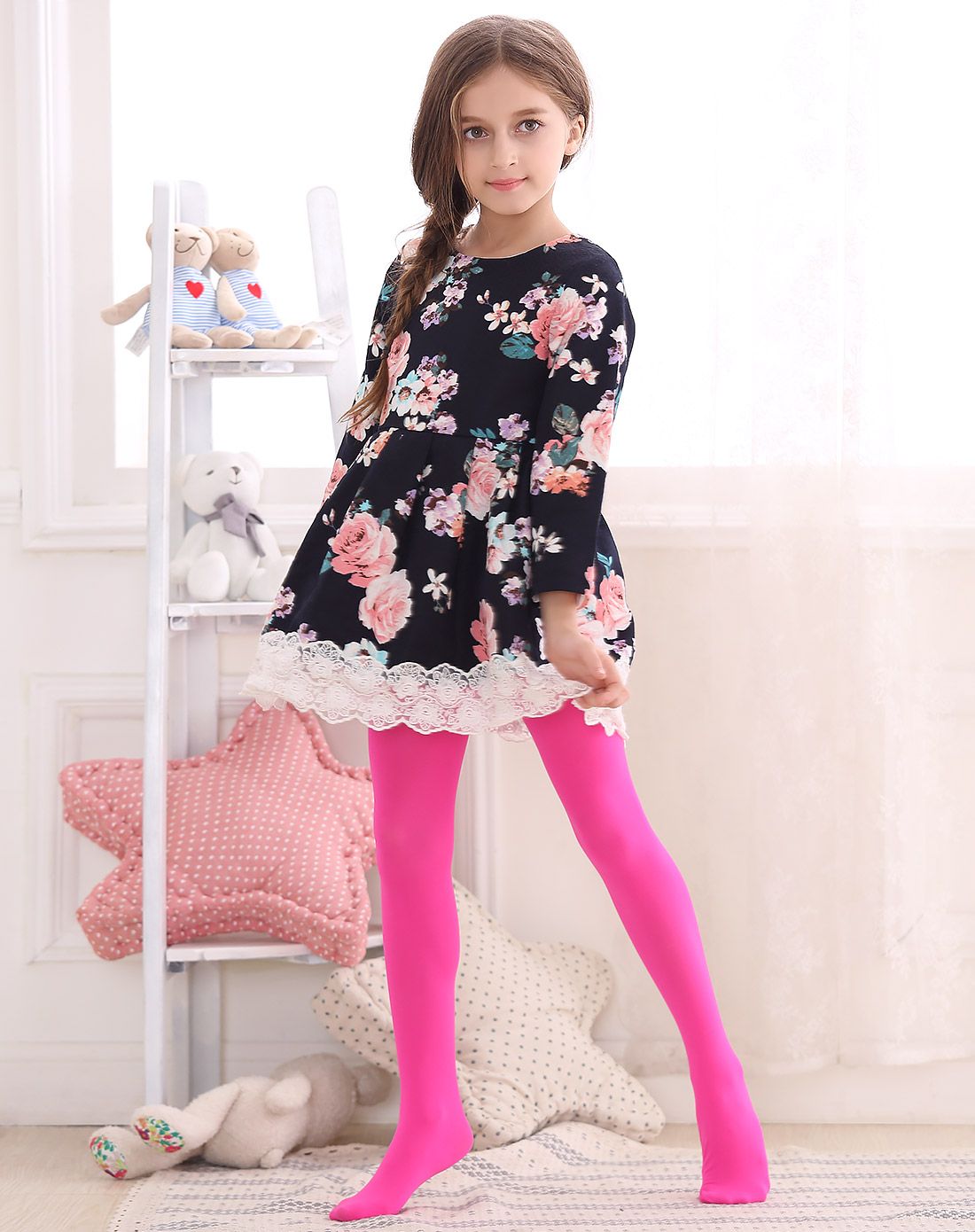 红豆居家儿童居家内衣专场红豆居家女童玫红色天鹅绒连袜裤6h600wq9qd