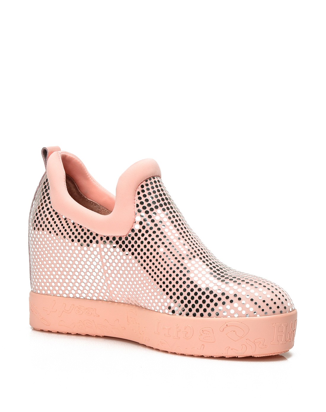 2016新款粉色金属莱卡片休闲鞋