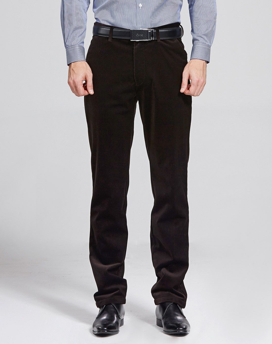 咖啡色时尚经典直筒休闲裤