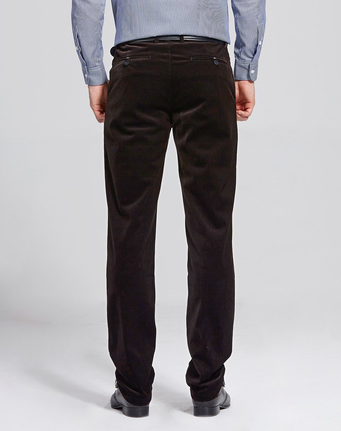 咖啡色时尚经典直筒休闲裤