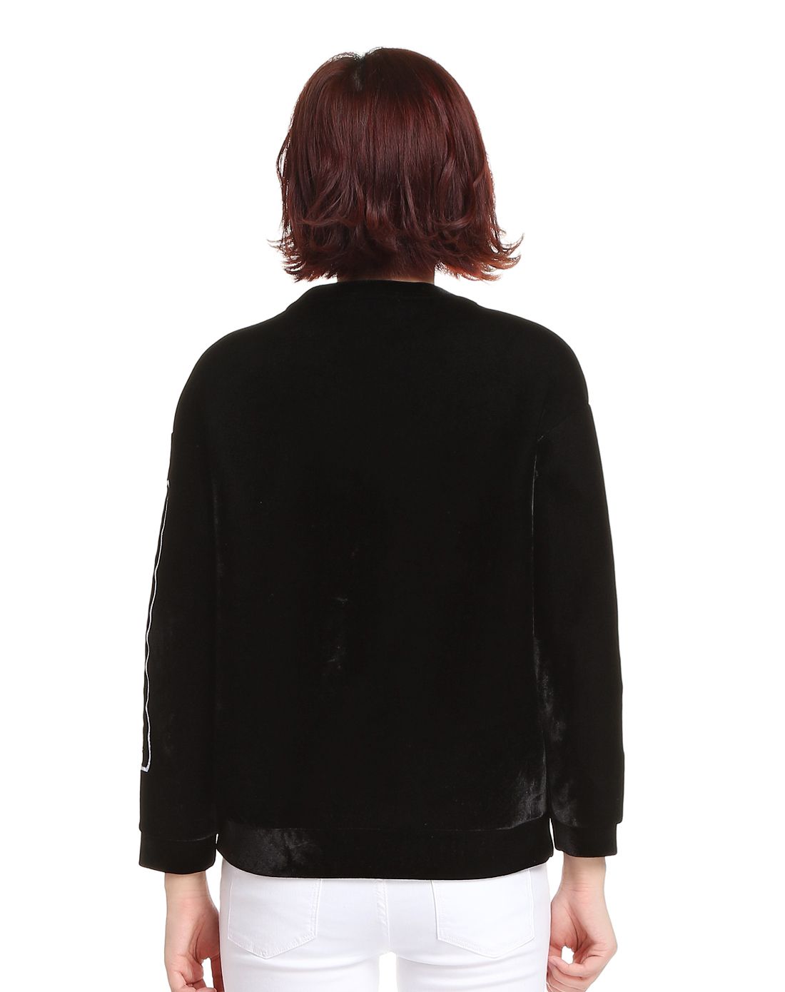 黑色灯芯绒长袖卫衣