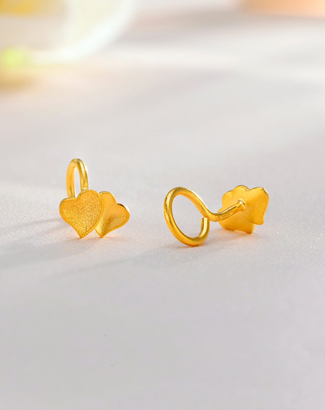 中国黄金 足金 双心相守耳钉